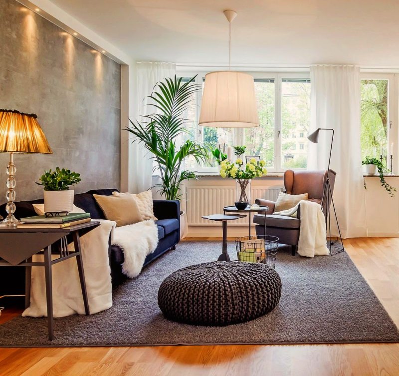 Растения в интерьере гостиной: дизайнерские решения с оригинальным подходом